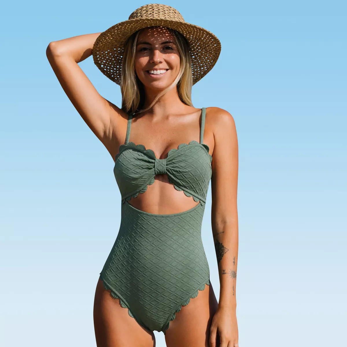 Women's Cutout Scallop Trim One Piece Swimsuit - Cupshe | Target