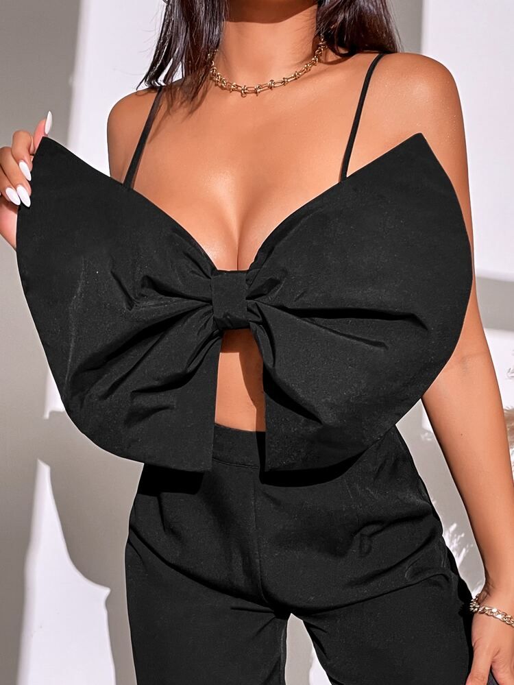 Solid Big Bow Front Cami Top | SHEIN