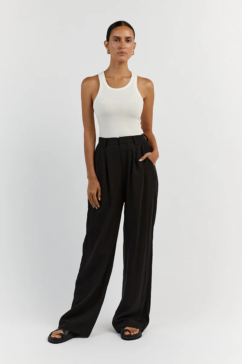 AMELIA BLACK LINEN BLEND PANT | DISSH