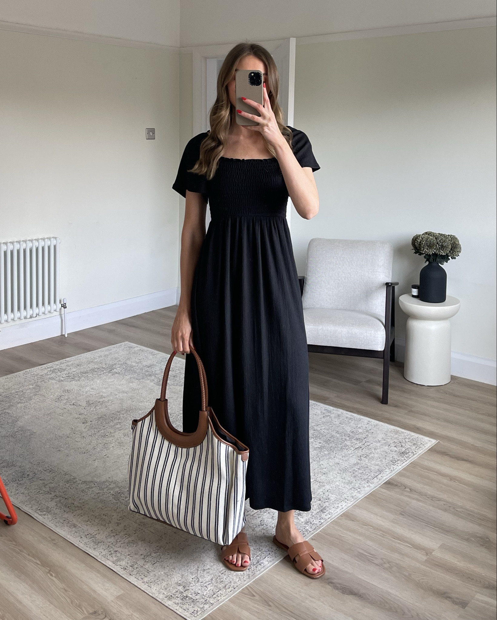 Holiday outfit ideas from Matalan 
Wearing a size 8 in the black dress
I’m 5ft 6 for an idea of the length 
Stripe tote bag
Tan sandals 

#LTKsummer #LTKuk