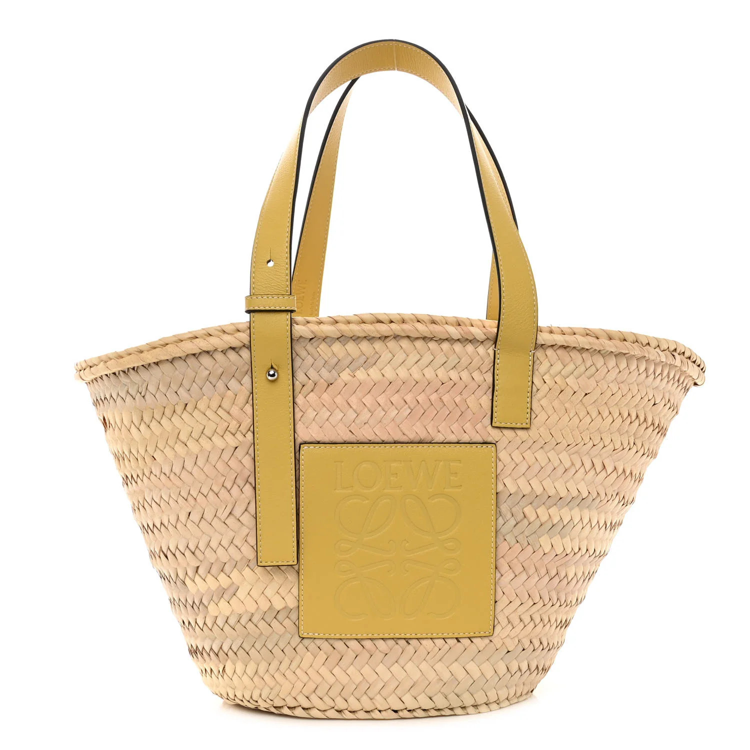 Raffia Small Basket Tote Bag Natural Yellow | FASHIONPHILE (US)