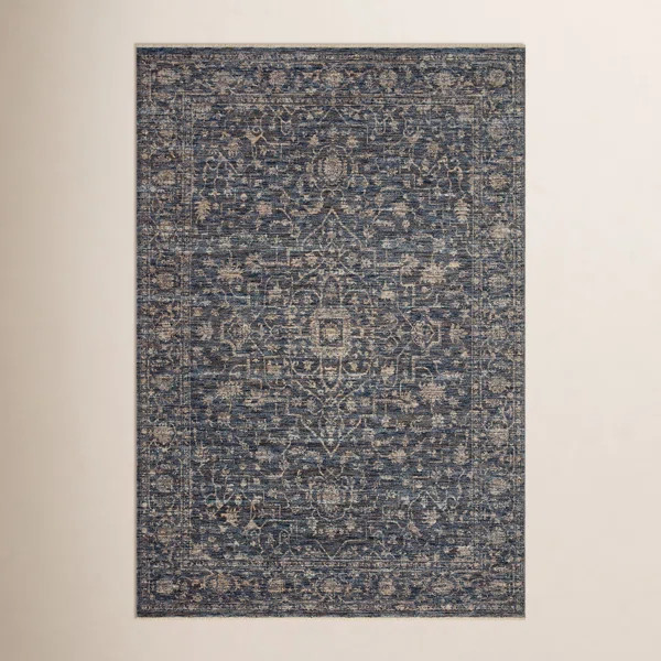Sorrento Oriental Machine Made Power Loom Polyester Area Rug in Blue | Birch Lane