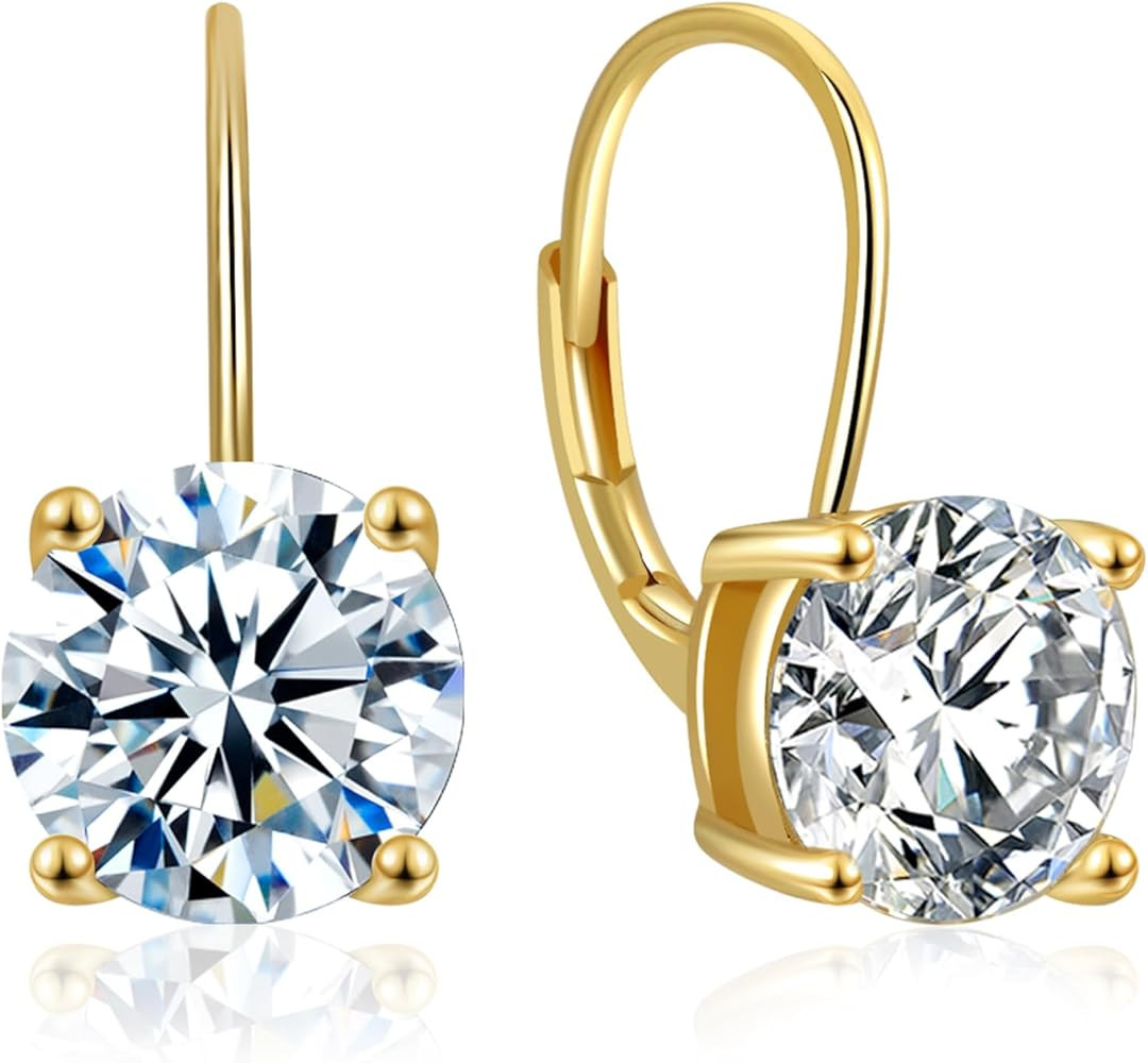 Moissanite Dangle Earrings for Women，2-4CT 18K White Gold Plated 925 Sterling Silver D Color Dr... | Amazon (US)