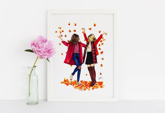 Fall Friends Fashion Illustration Print Fashion | Etsy | Etsy (US)
