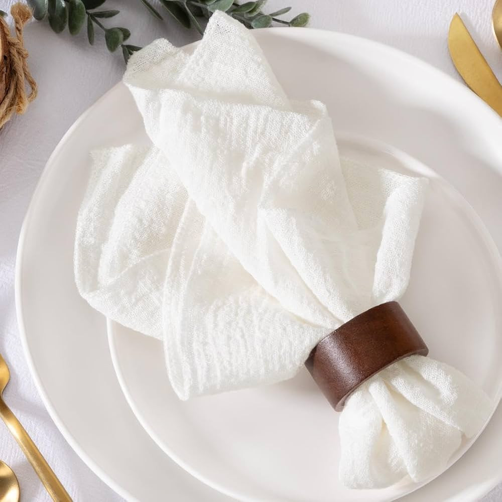 MLMW Ivory White Cloth Napkins Set of 10 Linen Dinner Napkins Cloth Bulk Washable 16.5"×16.5" fo... | Amazon (US)