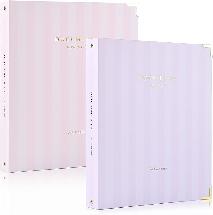 Aesthetic 3 Ring Binder Set of 2 - Sturdy Striped 1 Inch Letter Size Binder | Amazon (US)