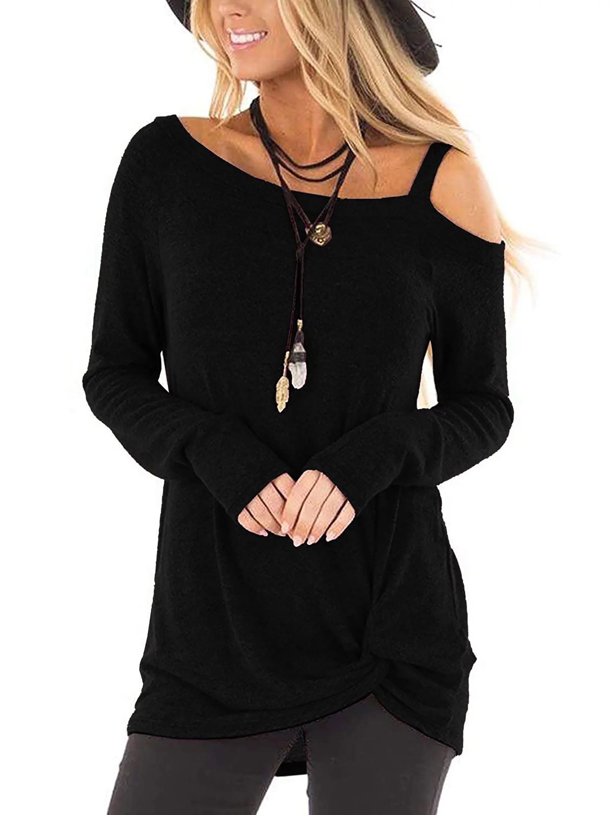SHIBEVER Long Sleeve Off Shoulder T-Shirts for Women Fall Fashion Cute Casual Tunics Tops Blouses... | Walmart (US)