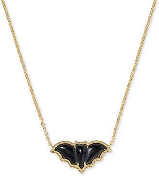 Obsidian 14K Gold Over Brass Bat Pendant Necklace | Macy's