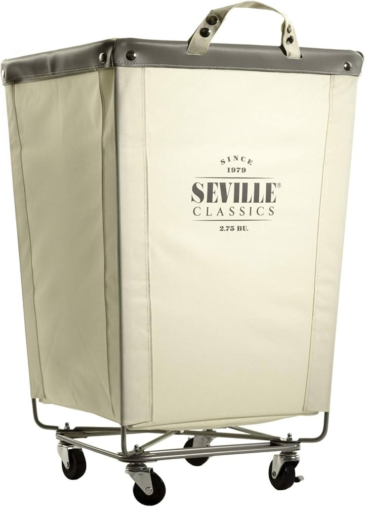 Seville Classics Large Commercial Heavy Duty Rolling Steel Frame Laundry Hamper Canvas Cart Bin, ... | Amazon (US)