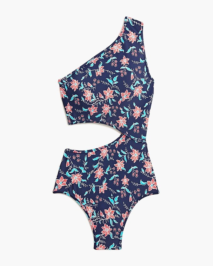 Printed one-shoulder cutout swimsuit | J.Crew Factory