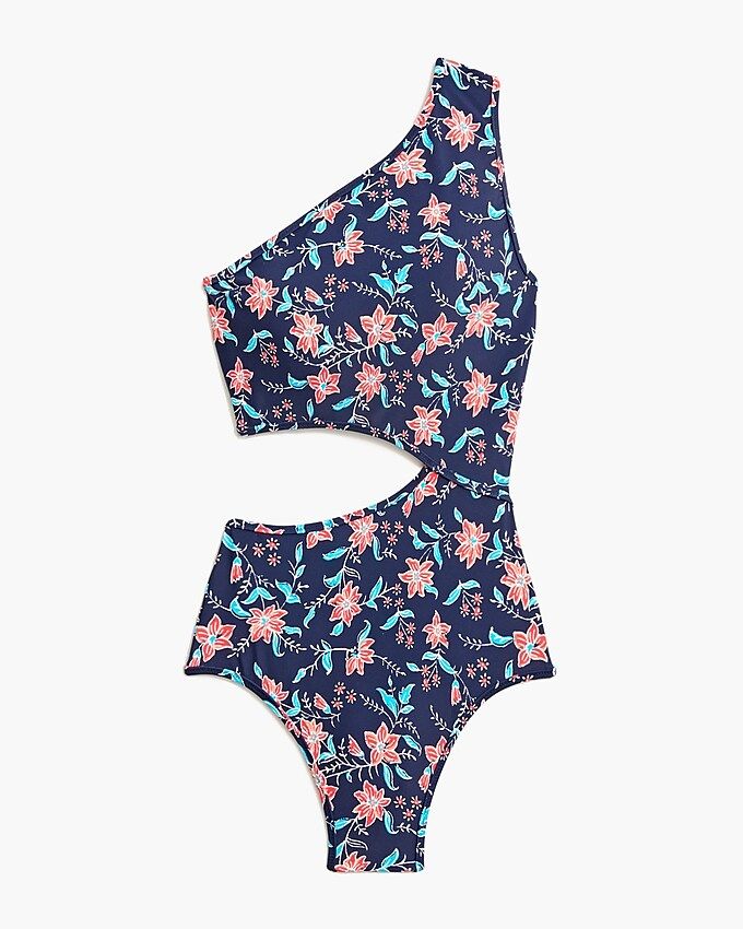 Printed one-shoulder cutout swimsuit | J.Crew Factory