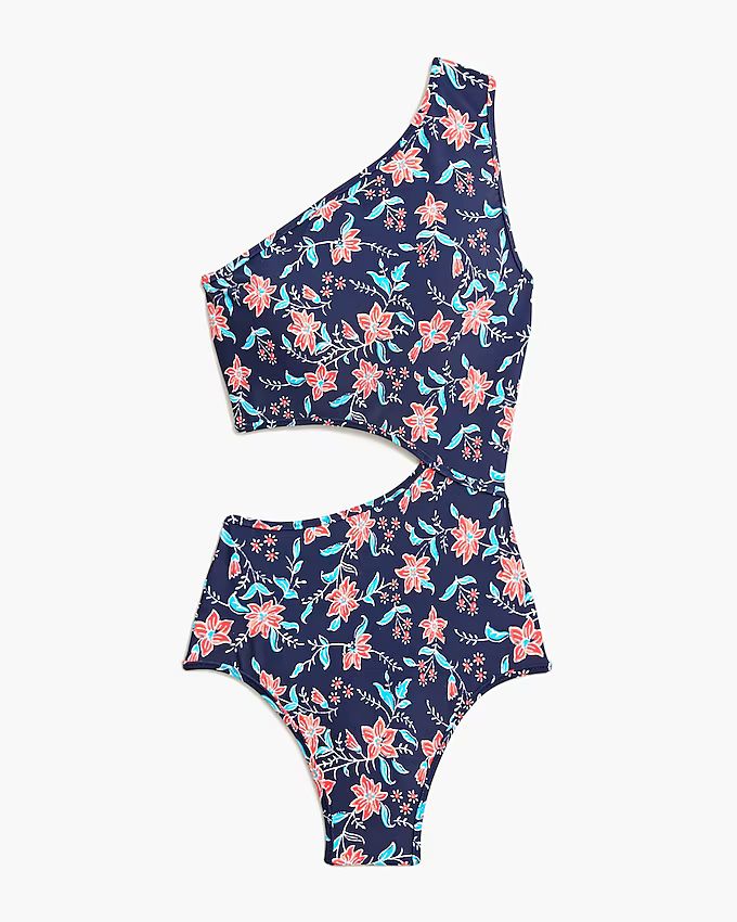 Printed one-shoulder cutout swimsuit | J.Crew Factory