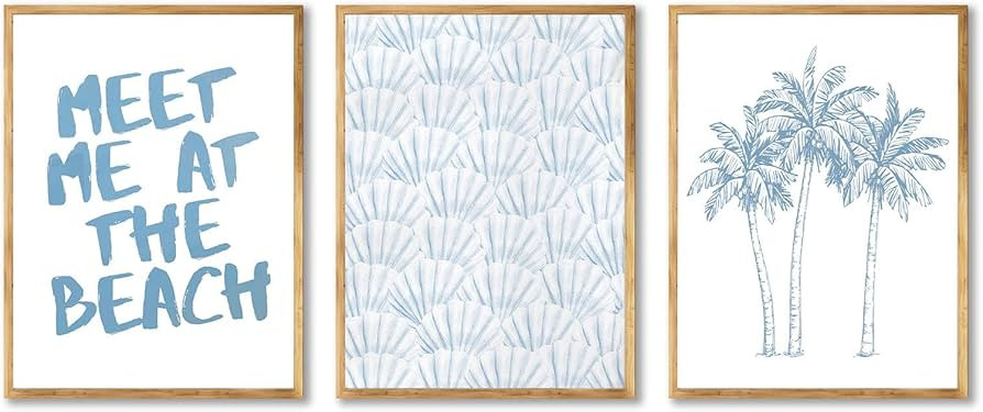 Coastal Wall Art Print Coastal Cowgirl Room Decor Aesthetic Blue Beachy Room Decor Beach Themed A... | Amazon (US)