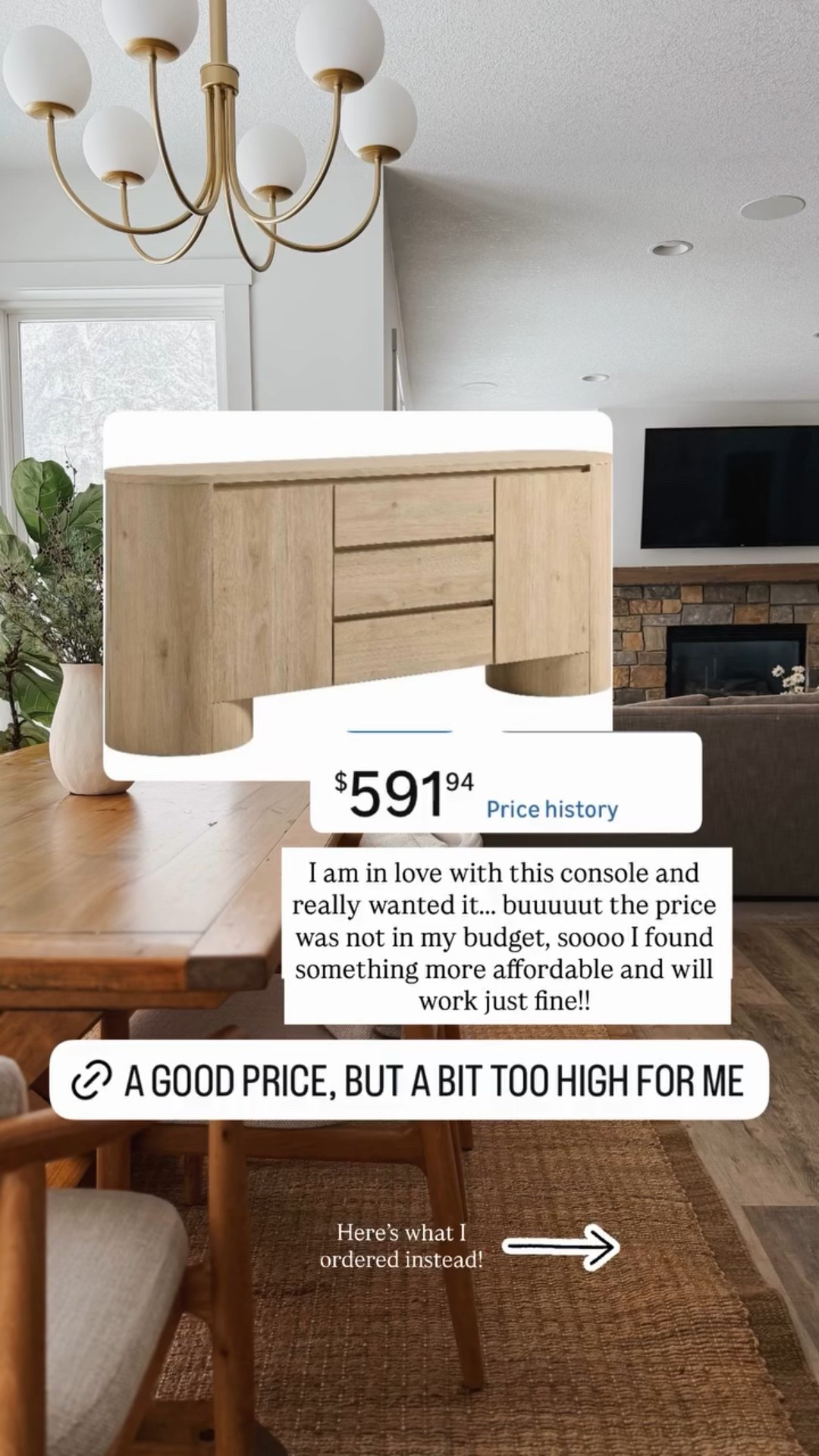 I am in love with this console and really wanted it….. buuuuut the price was not in my budget, soooo I found something more affordable and will work just fine!! Here’s what I ordered instead!