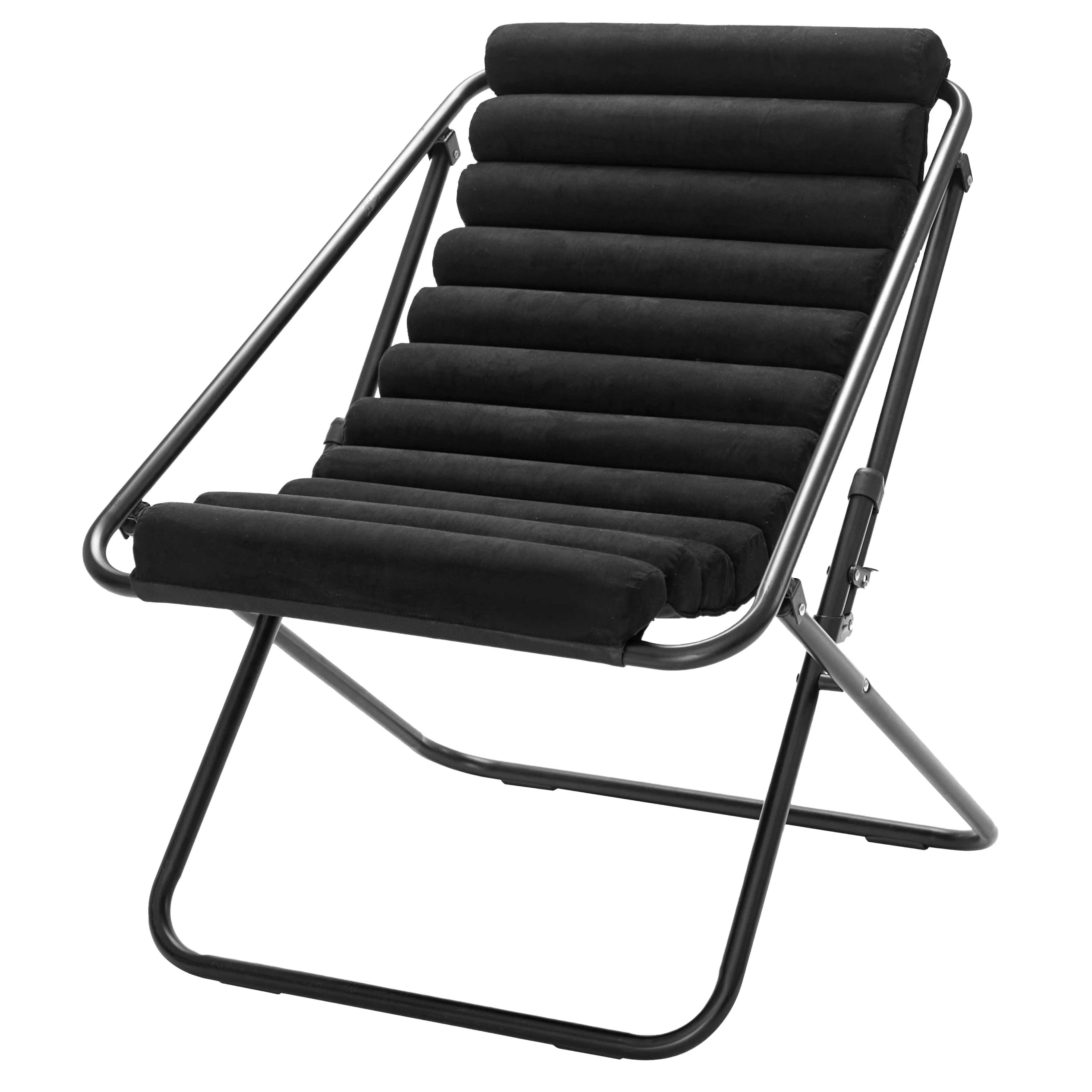 Stylehouse Ribbed Folding Sling Lounge Chair, Black, 28" L x 22" W x 30" H | Walmart (US)