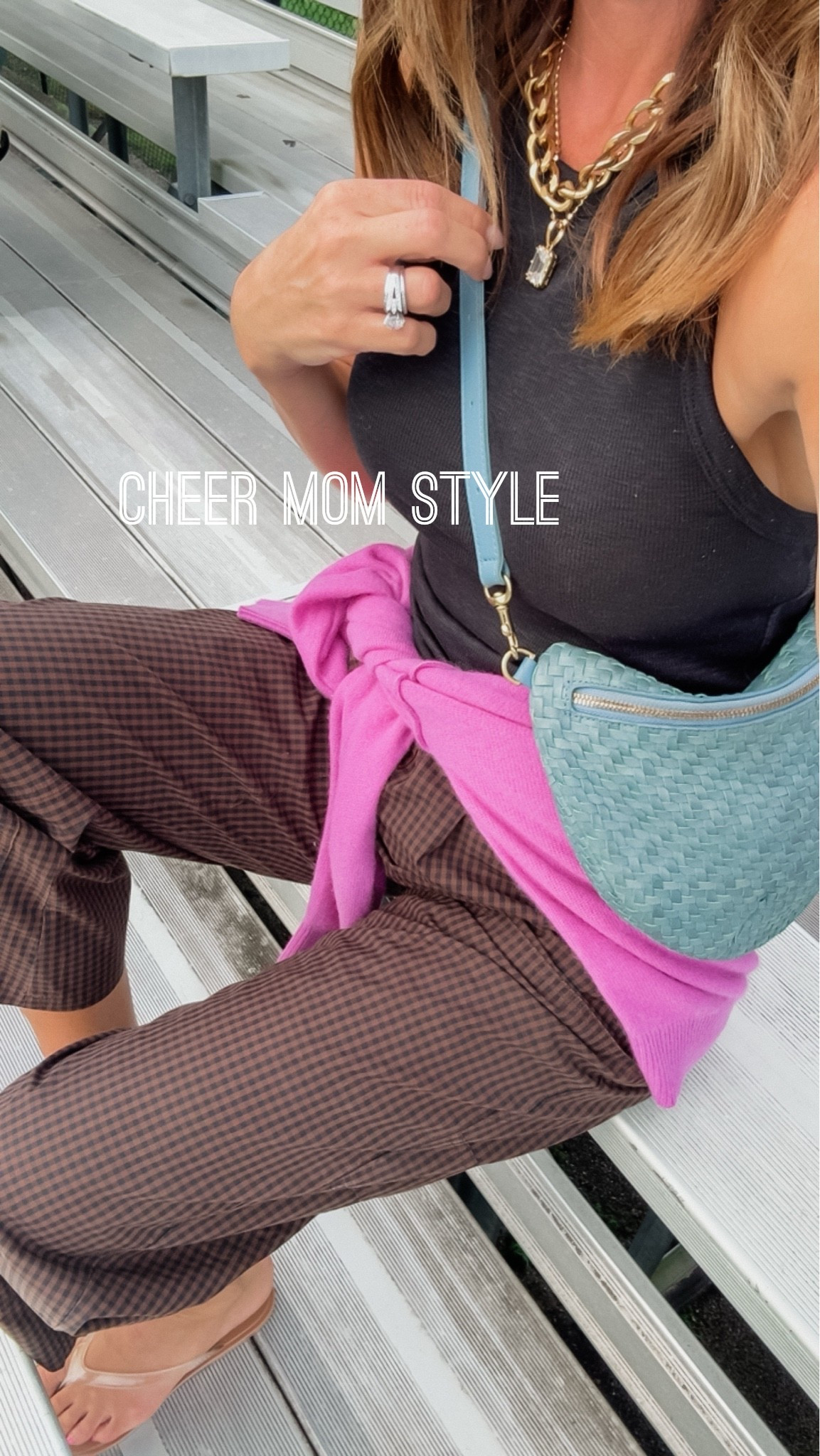 Neutrals with pops of color
LOVE these black/brown checkered poplin pants. XS
Exact sweater style linked. This color is old

#LTKootd #LTKOver40 #LTKSeasonal