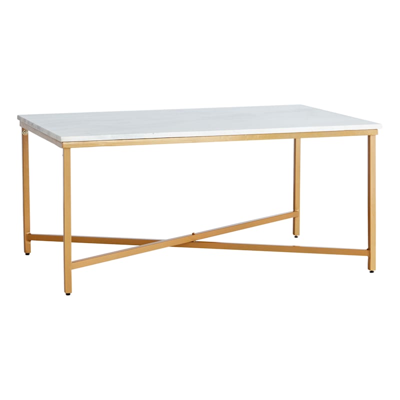 Isabella Gold Coffee Table with Marble Top | At Home