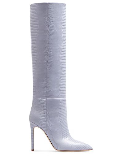 105mm Lizard embossed leather tall boots | Luisaviaroma