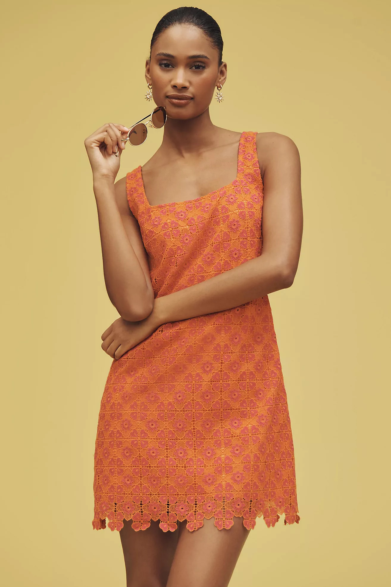 Maeve Square-Neck Mini Shift Dress | Anthropologie (US)