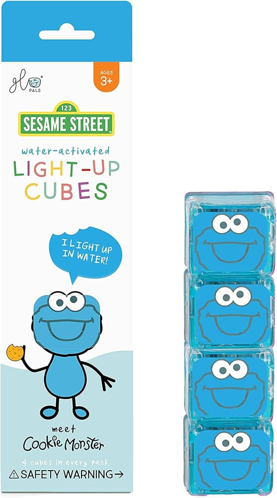 Glo Pals x Sesame Street Water-Activated Light-Up Cubes for Sensory Play (Cookie Monster - Blue) | Amazon (US)