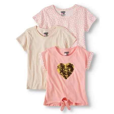 Limited Too Tie Front Graphic, Solid and Printed T-Shirt, 3-Pack (Little Girls & Big Girls) | Walmart (US)