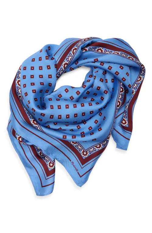 Madewell Medium Silk Bandana in Retro Blue at Nordstrom | Nordstrom