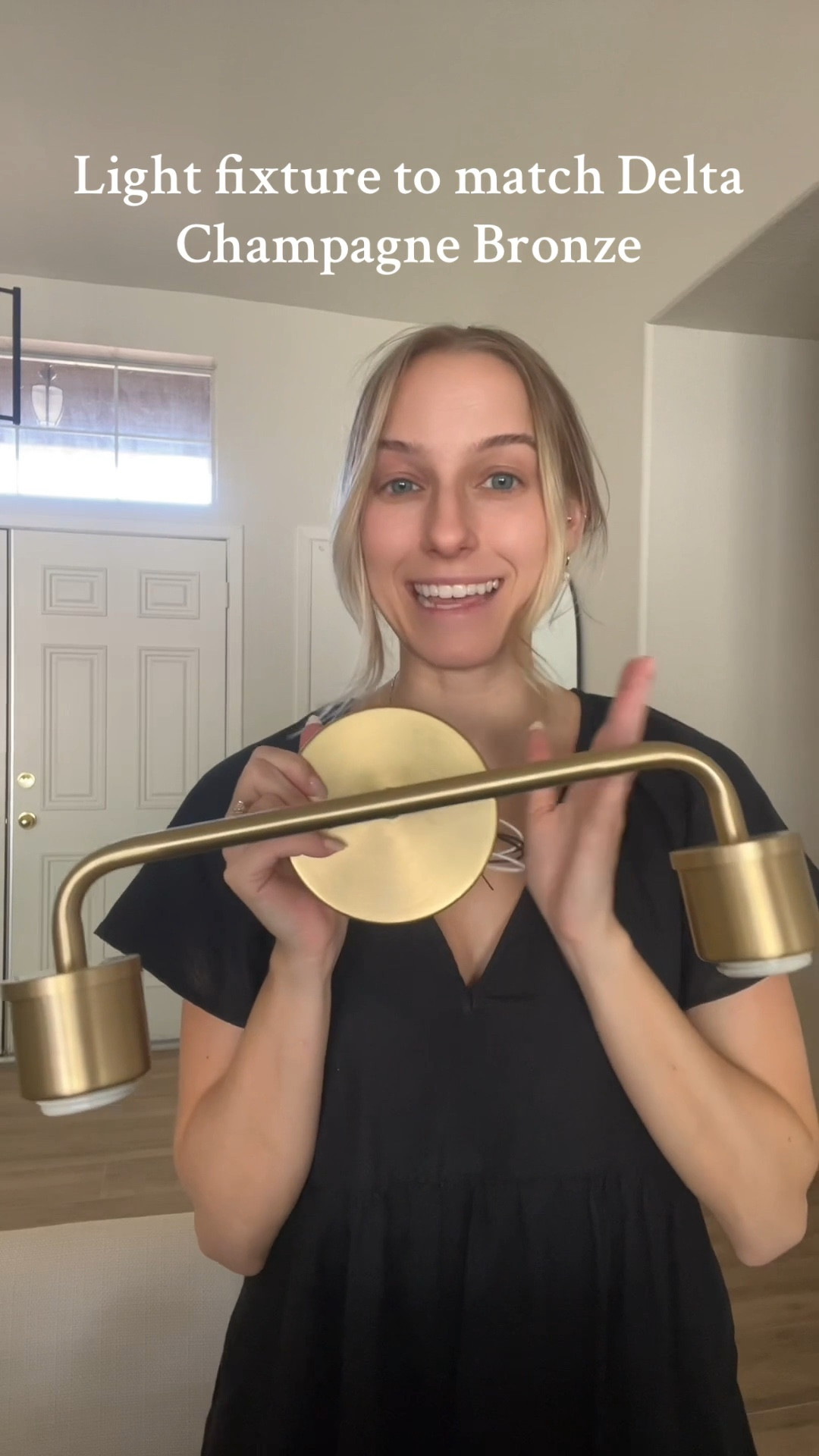 If you have Delta champagne bronze fixtures then you know the struggle to match it! Now, this by no means is a *perfect match* but given the distance between the faucet and light, it was a win for me!! We’ve installed this light fixture in 2 of our bathrooms, both with Delta Champagne Bronze faucets 
#deltafaucet #deltachampagnebronze #champagnebronze #bathroomremodel #lightfixture #bathroomlight#LTKWatchNow

#LTKHome #LTKFindsUnder100