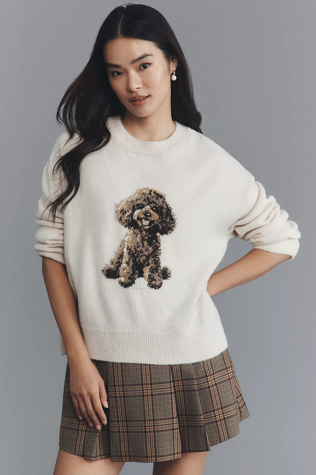 Maeve Crew-Neck Dog Icon Pullover Sweater | Anthropologie (US)