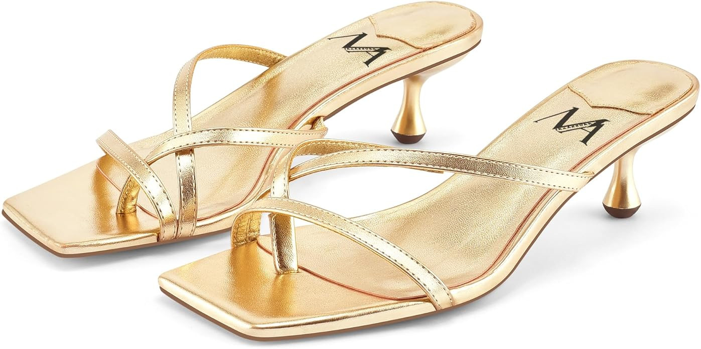 MIRAAZZURRA Kitten Heels for Women Flip Flop Thong Heel Square Open Toe Low Heel Slip On Slides f... | Amazon (US)