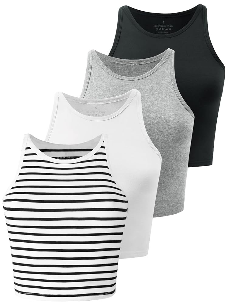 Kole Meego Crop Tops For Women Workout Cropped Tank Top High Neck Camisole Yoga Shirts Athletic U... | Amazon (US)