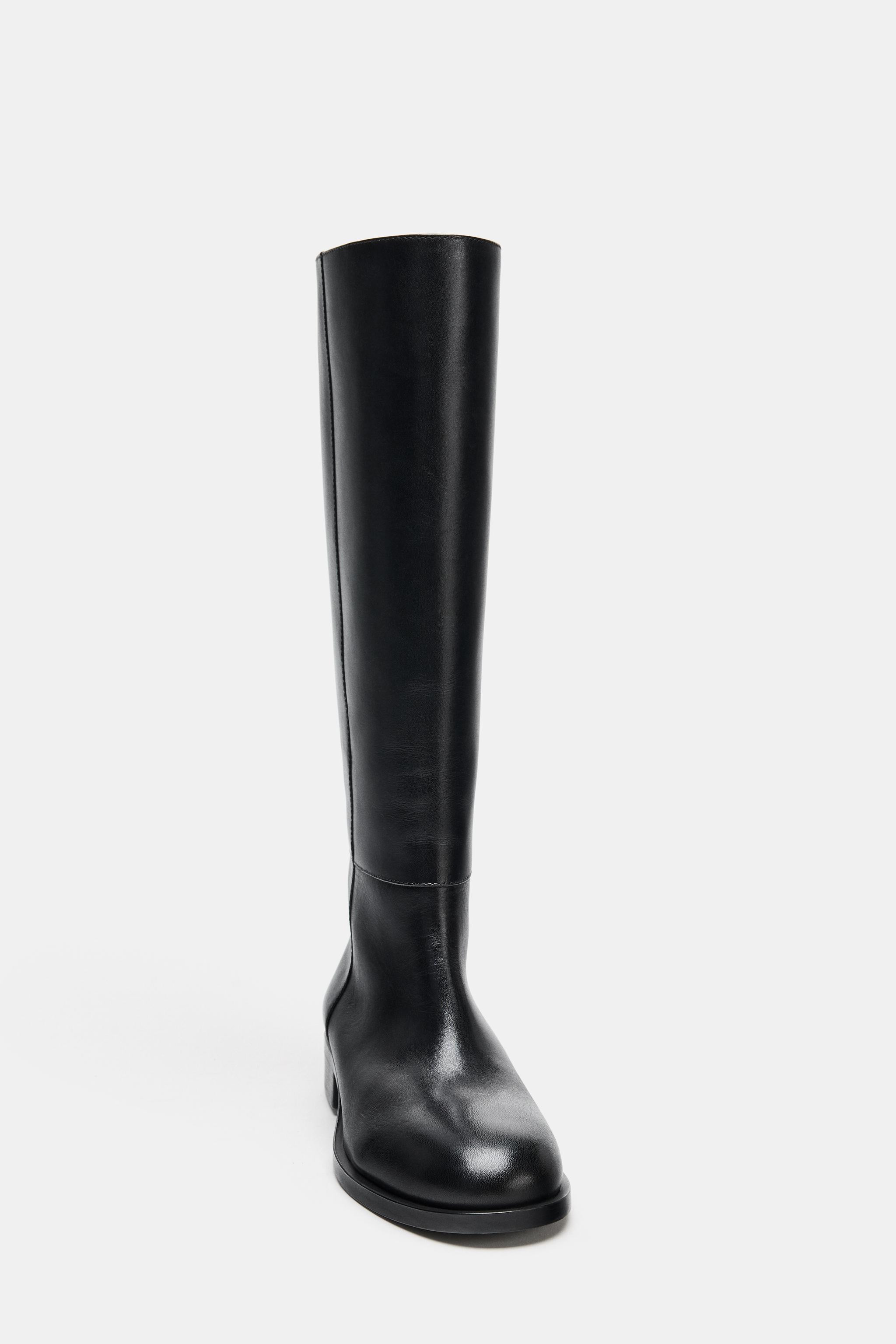 FLACHER LEDERSTIEFEL | Zara DE