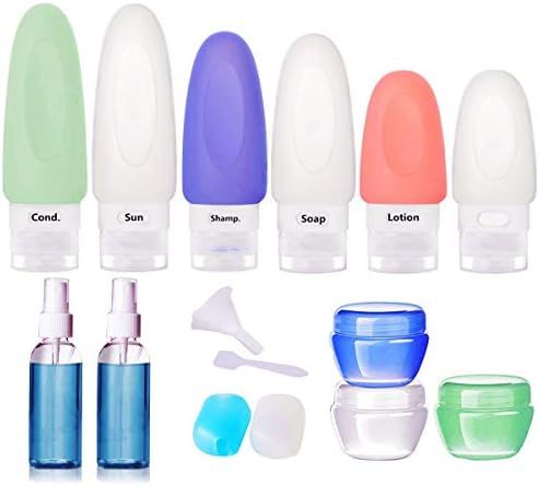 16 Pcs Silicone Travel Bottle Set, Silicone Bottle Container Spray Bottles Cream Jars Leak-proof ... | Amazon (US)