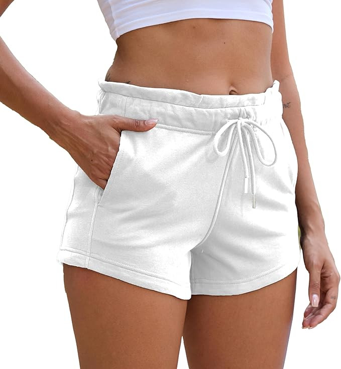 Womens Summer Sweat Shorts Cotton French Terry Drawstring Workout Casual Lounge Shorts with Pocke... | Amazon (US)