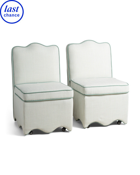 Set Of 2 Scalloped Dining Chairs With Casters | Chairs & Seating | Marshalls | Marshalls