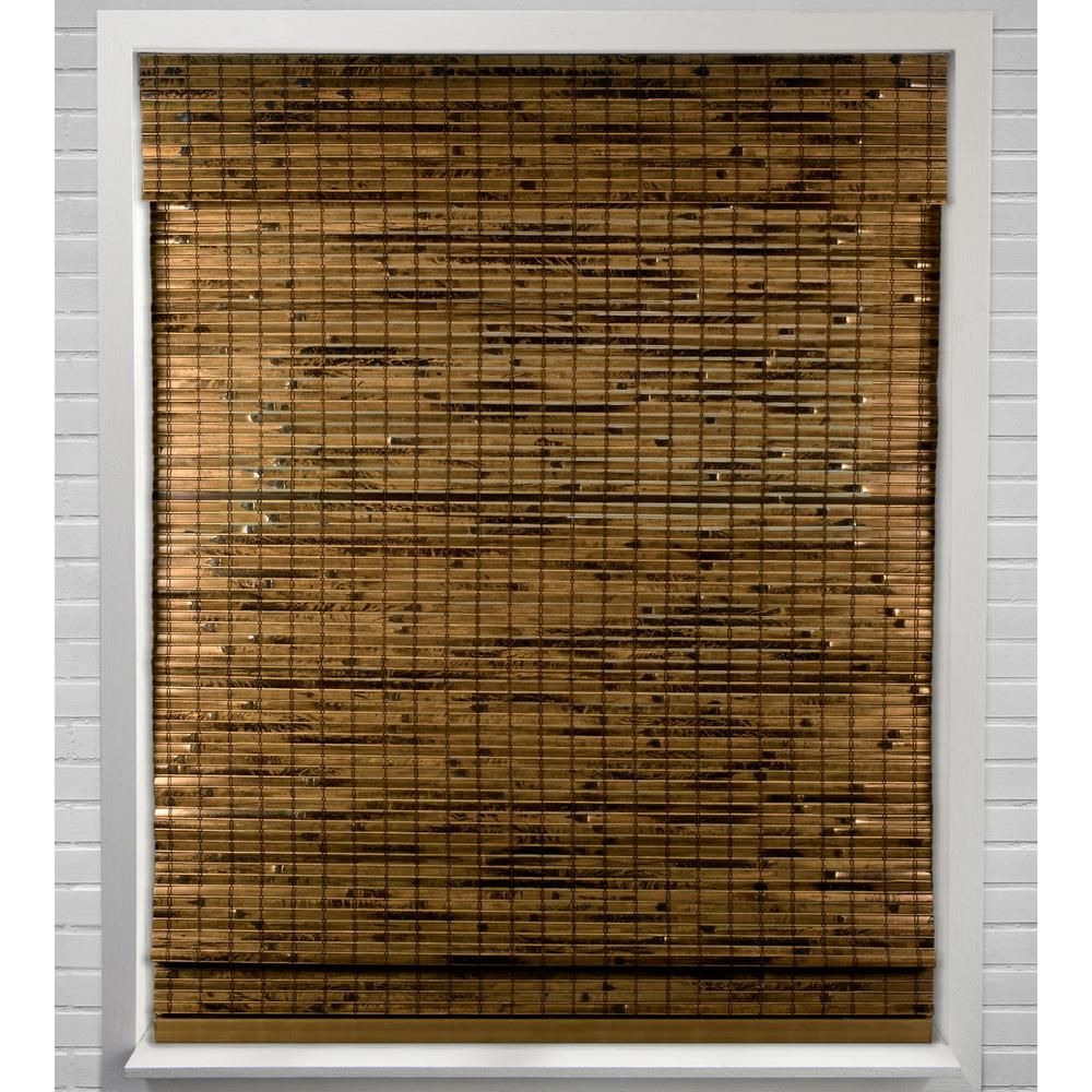 Java Deep Cordless Light-Filtering Bamboo Woven Roman Shade 36 in. W x 60 in. L (Actual Size) | The Home Depot