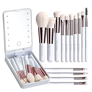 BS-MALL Travel Makeup Brush Set Foundation Powder Concealers Eye Shadows Makeup Set with LED ligh... | Amazon (US)