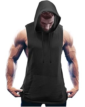 COOFANDY Men's Workout Hooded Tank Tops Bodybuilding Muscle Cut Off T Shirt Sleeveless Gym Hoodie... | Amazon (US)