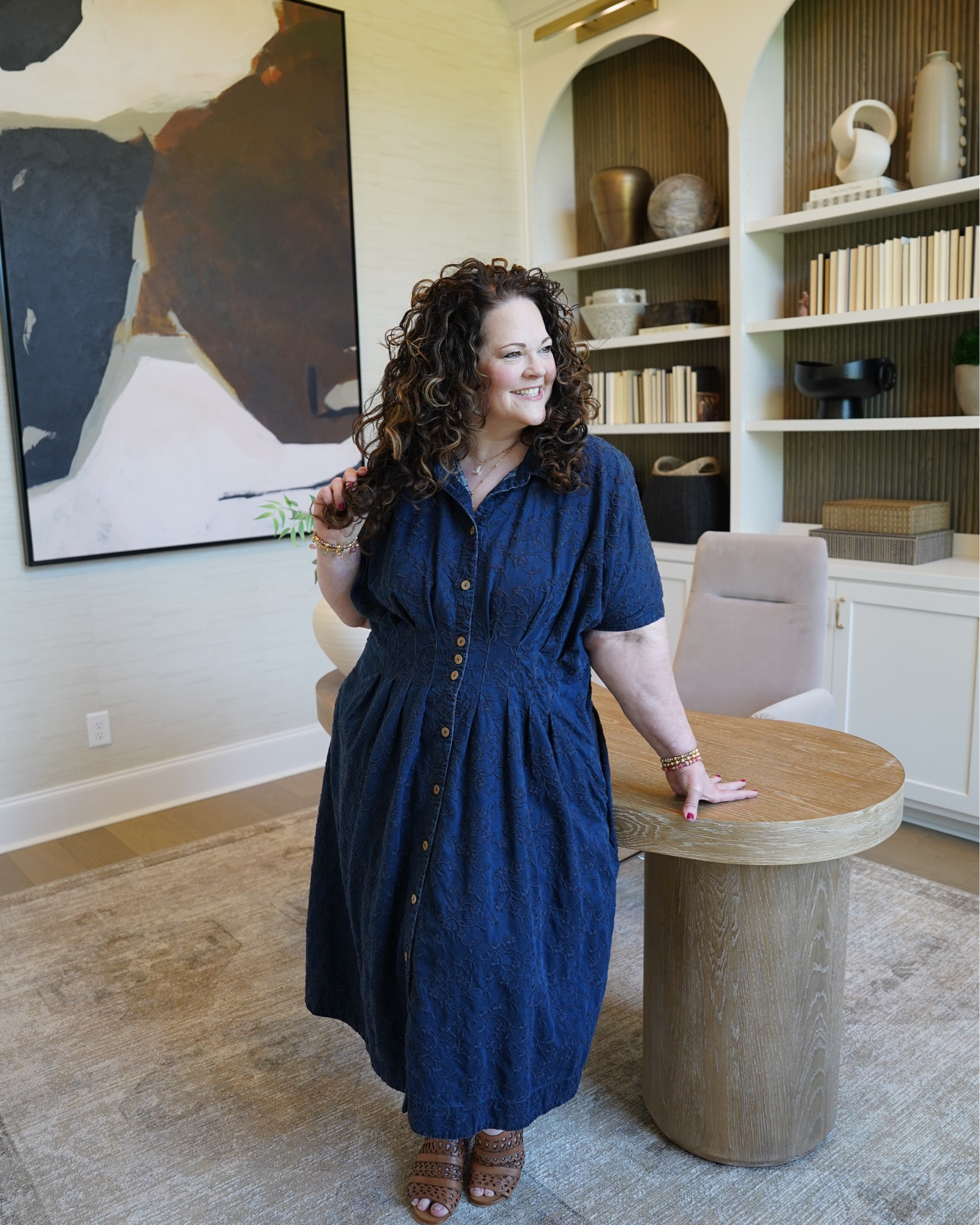 Walk into the room and suddenly—you’re the moment. This dress from Soft Surroundings does all the talking, so just smile and take your compliments as they come (and they will). I styled it with the prettiest jewelry and the comfiest, cutest shoes because looking stunning shouldn’t mean suffering. Effortless, a bit flirty, and entirely unforgettable. ✨

#ad @Shop.LTK #liketkit
@soft_surroundings
#StyleMoment #plussize  #OOTD 

#LTKMothersDay #LTKPlusSize #LTKgrwm