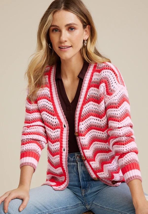 Chevron Button Down Cardigan | Maurices