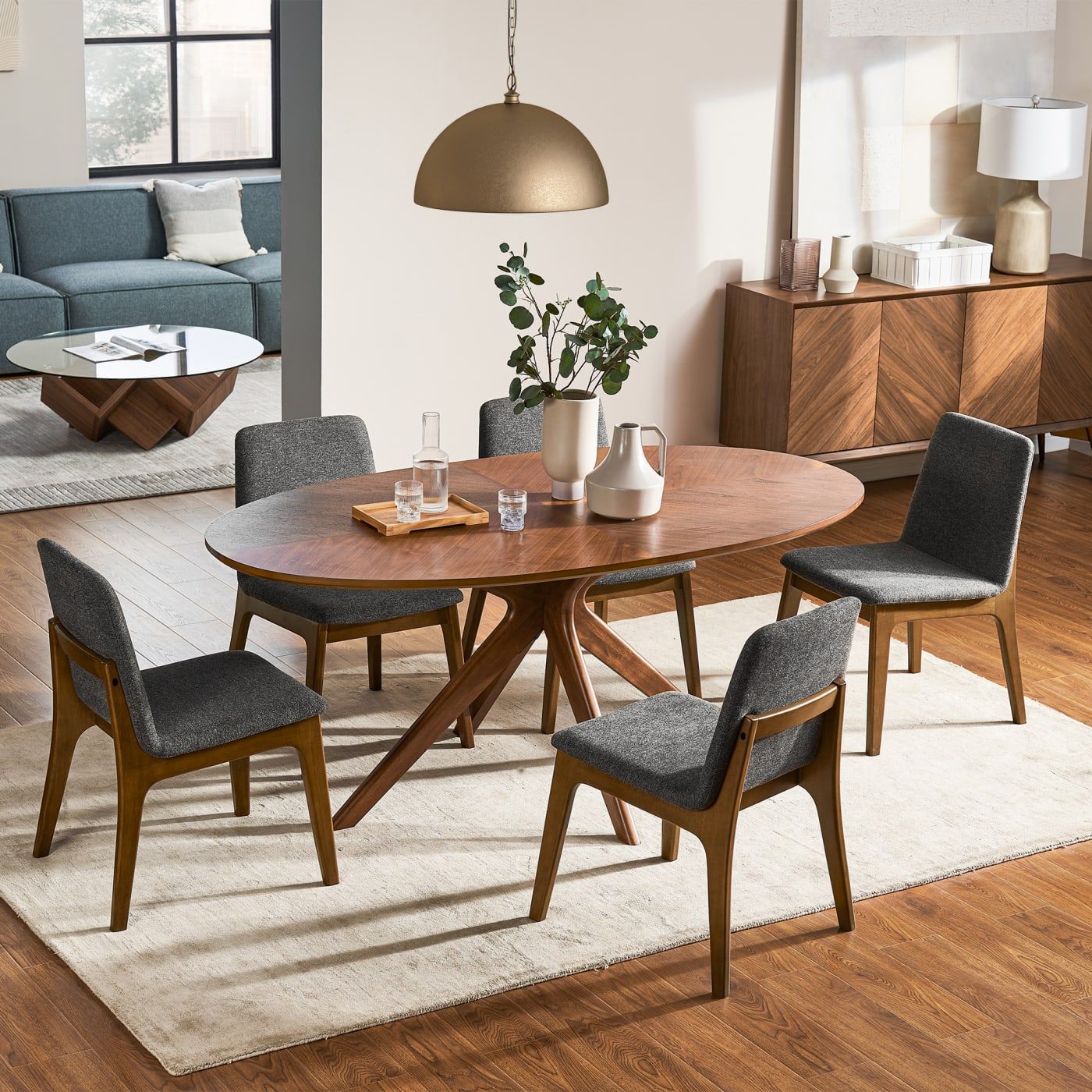 Brighton Oval Dining Table with 4 Carrie ChairsSet Sale | Castlery US