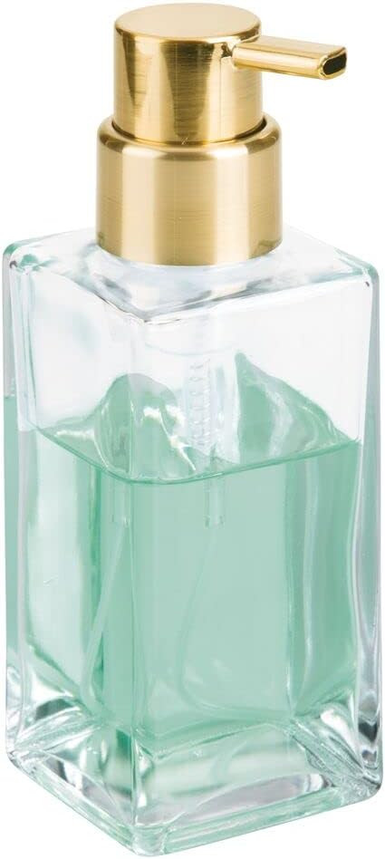 mDesign Modern Square Glass Refillable Foaming Hand Soap Dispenser Pump Bottle for Bathroom Vanit... | Amazon (US)