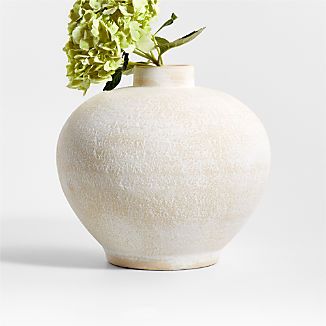 Ophelia Matte White Round Vase 10" + Reviews | Crate & Barrel | Crate & Barrel