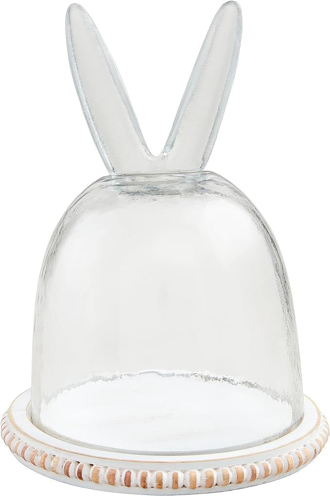 Mud Pie 7.5" X 10.5" Glass Bunny Ear Cloche, WHITE | Amazon (US)