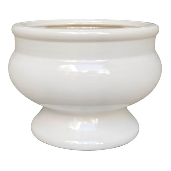 White Ceramic Pedestal Vase, 7" | At Home