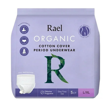 Rael Certified Organic Cotton Disposable Period Underwear, for Heavy Flows, Size L/XL, 5 Count | Walmart (US)