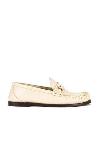 Saint Laurent Flat Loafer in Cream | FWRD 
