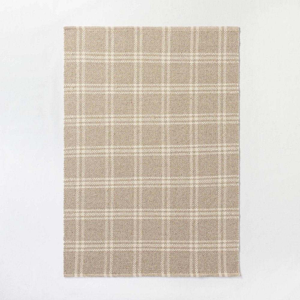 5'x7' Cottonwood Plaid Wool/Cotton Area Rug Neutral - Threshold designed with Studio McGee | Target