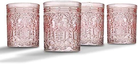 Jax Double Old Fashioned Beverage Glass Cup by Godinger - Pink - Set of 4 | Amazon (US)