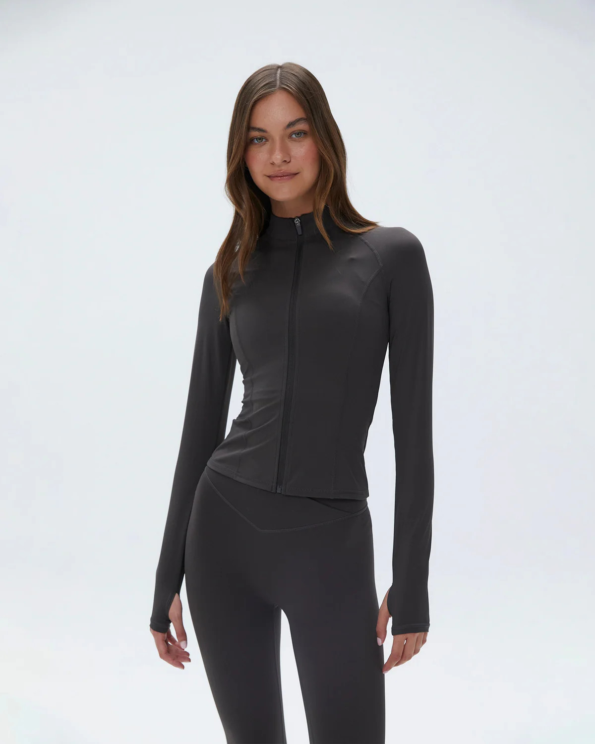 Ultimate Long Sleeve Zip Up Top - Coffee Bean | Adanola UK