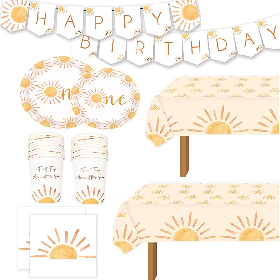 First Trip Inspired Around The Sun Birthday Decorations 102pcs Boho Sun 1st Birthday Paper Plates... | Amazon (US)